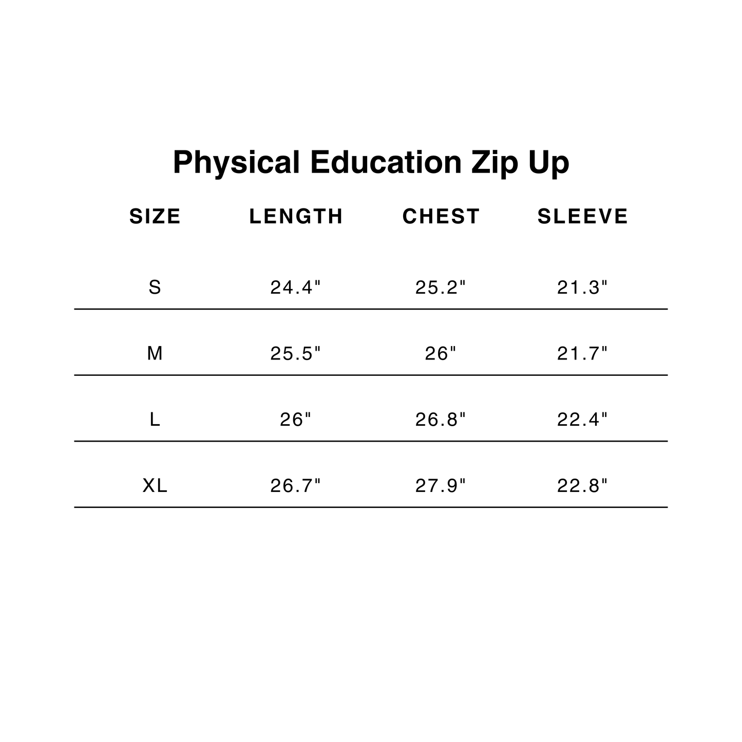 Physical Education Zip Up